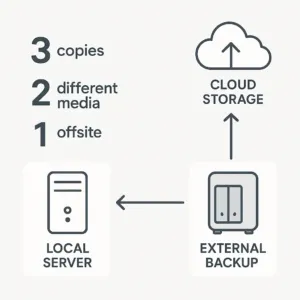 The 3-2-1 Rule Explained: 3 copies of your data, 2 different types of storage media, 1 copy stored offsite